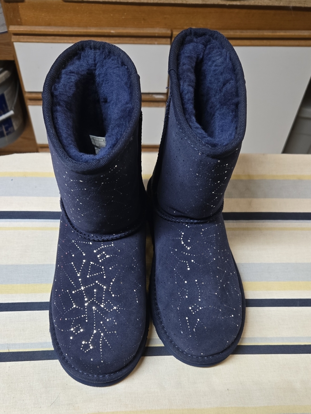 UGG Navy Sparkle Short Boot with Shearling Lining